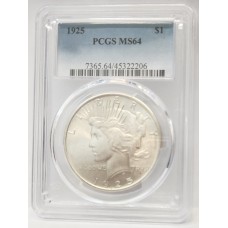 UNITED STATES OF AMERICA 1925 . ONE 1 DOLLAR COIN . PCGS SLABBED